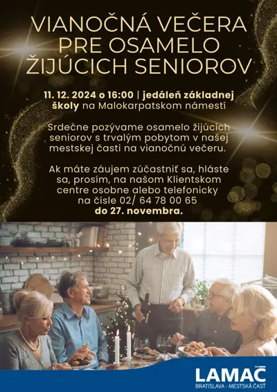 Vianočná večera pre osamelo žijúcich seniorov