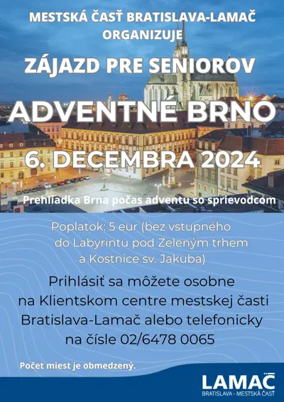 Zájazd pre seniorov: Adventné Brno a jeho tajomné podzemie